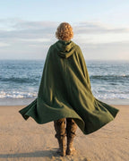 Olive Green Hooded Maxi Cape