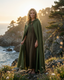 Olive Green Hooded Maxi Cape