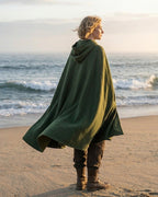 Olive Green Hooded Maxi Cape