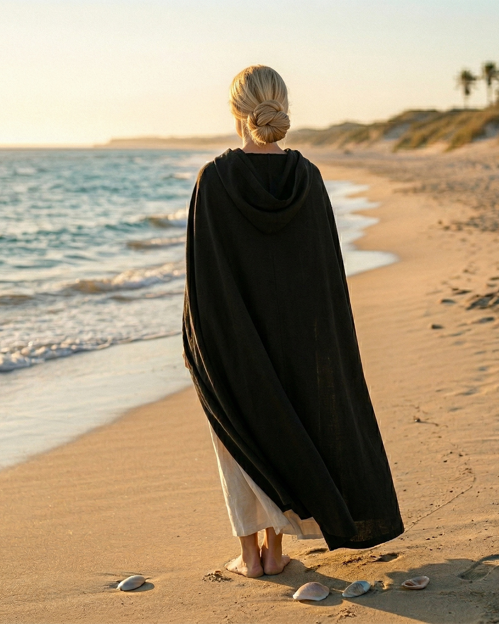 The Bohemian Black Hooded Cape