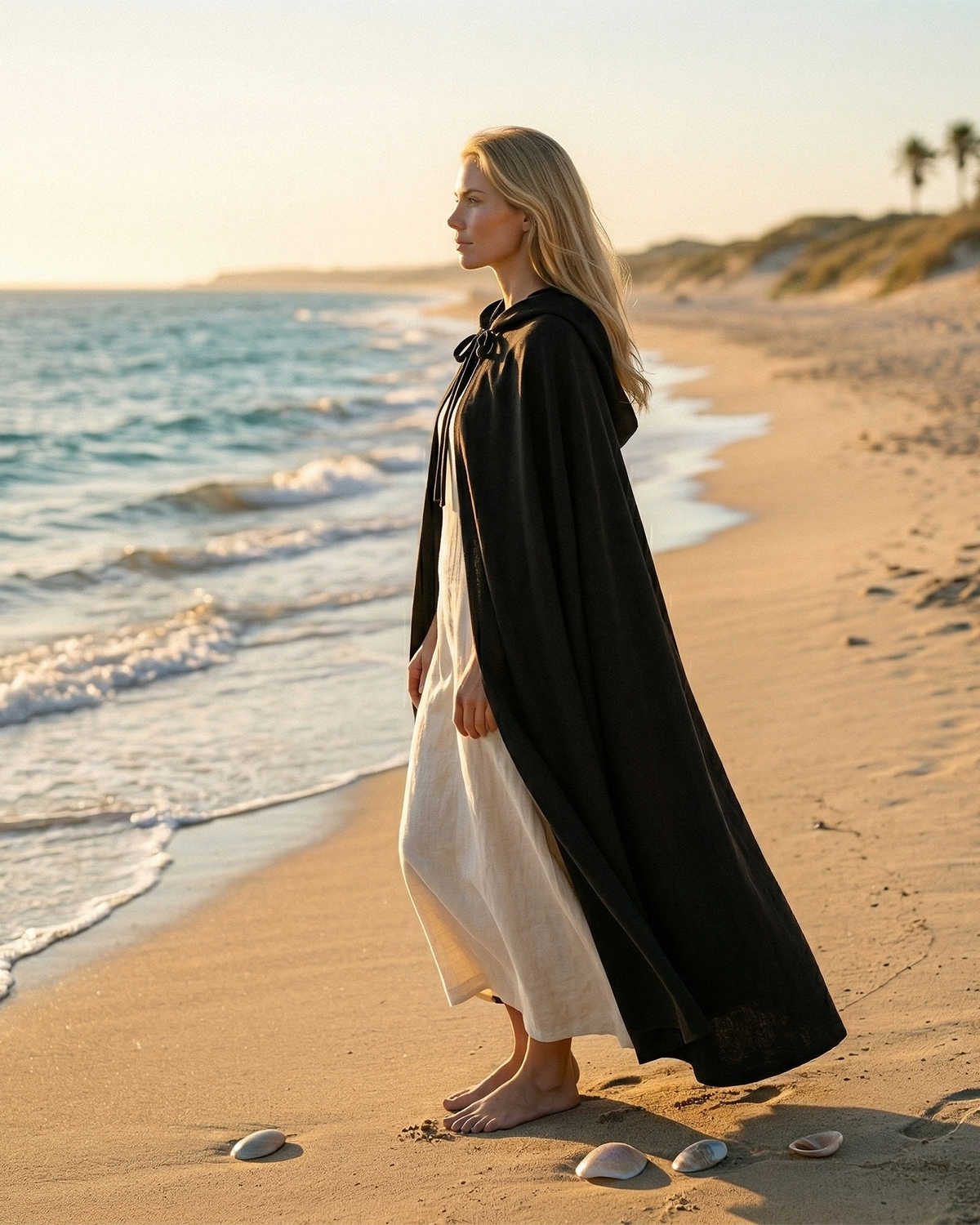 The Bohemian Black Hooded Cape