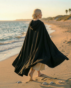The Bohemian Black Hooded Cape